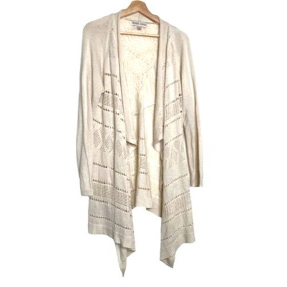 Knox Rose Cardigan Sweater Boho Women Sz XXL Ivory Open Front Sleeveless Crochet - Picture 1 of 10
